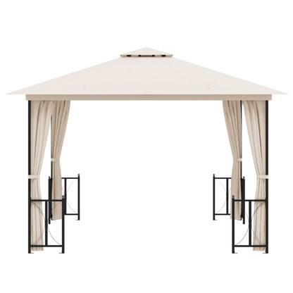 Gazebo com paredes laterais e telhado duplo 3x3 m cor creme