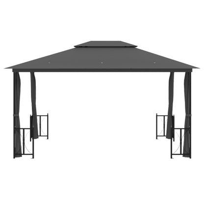 Gazebo com paredes laterais e telhado duplo 3x4 m cor antracite