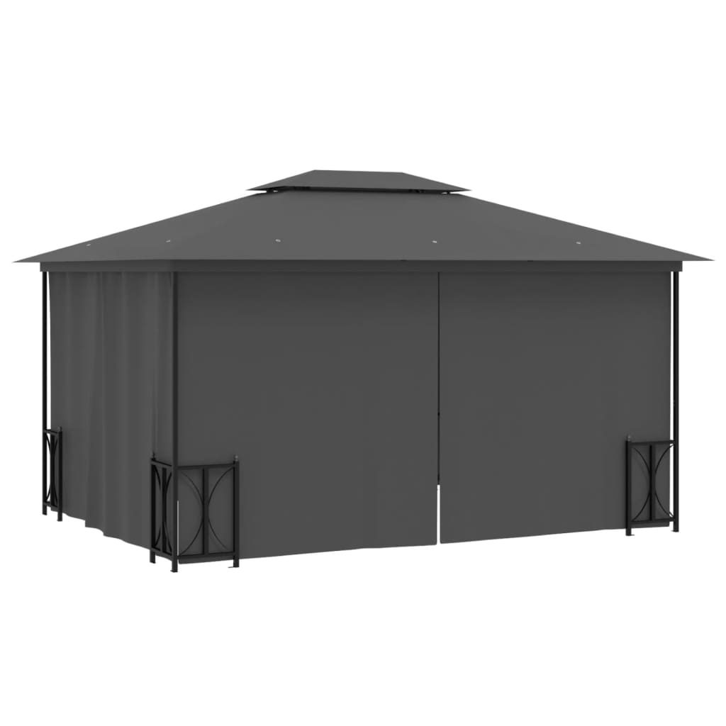 Gazebo com paredes laterais e telhado duplo 3x4 m cor antracite