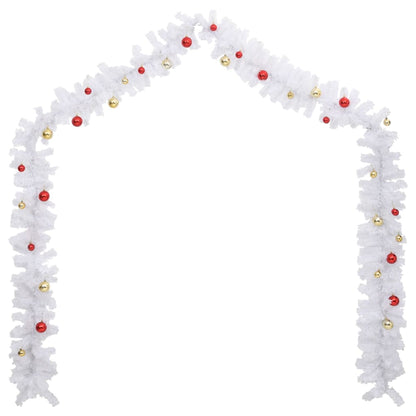 Grinalda de Natal decorada com enfeites 5 m branco