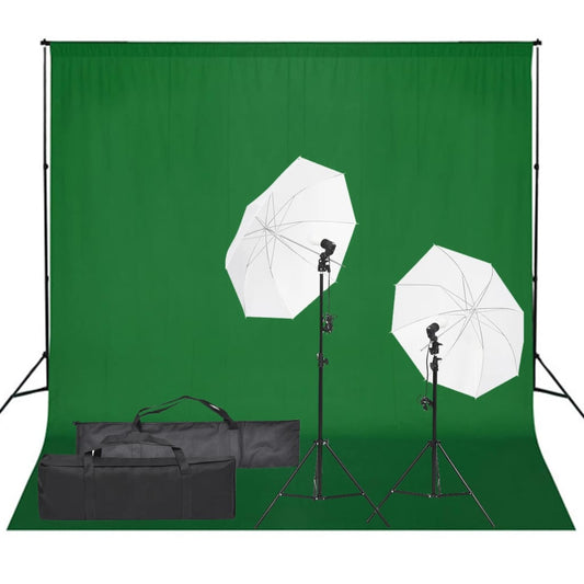 Kit de estúdio fotográfico com conjunto de iluminação e fundo