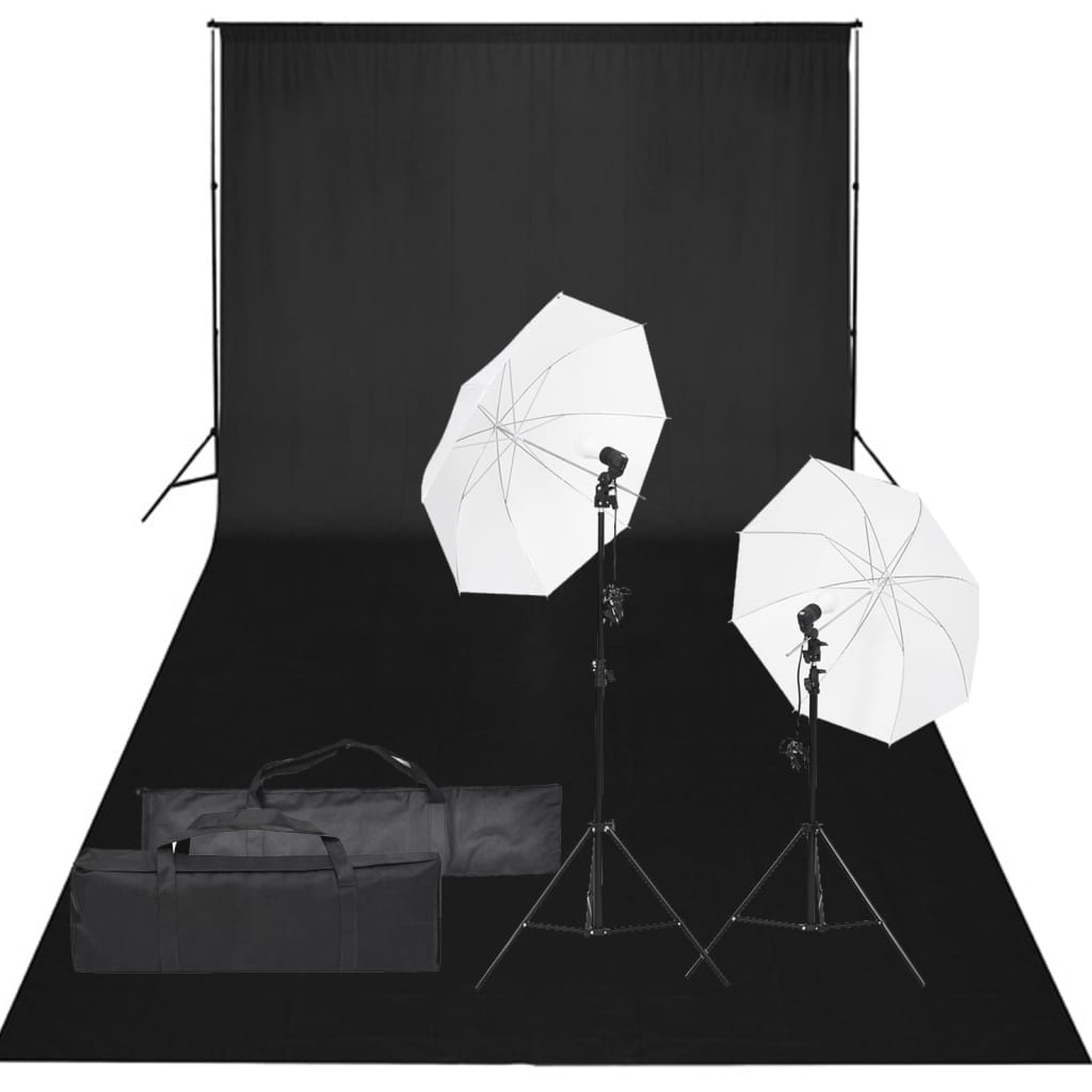 Kit de estúdio fotográfico com conjunto de iluminação e fundo