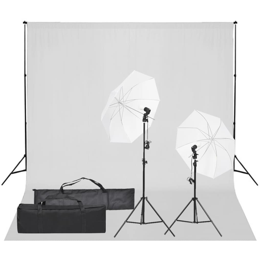 Kit de estúdio fotográfico com conjunto de iluminação e fundo