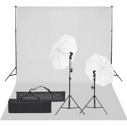 Kit de estúdio fotográfico com conjunto de iluminação e fundo