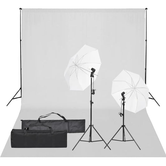 Kit de estúdio fotográfico com conjunto de iluminação e fundo