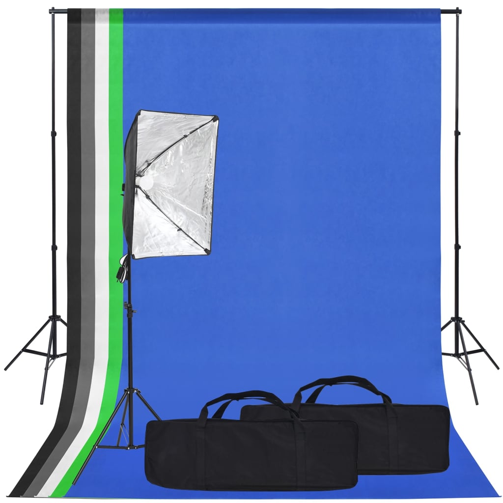 Kit de estúdio fotografia com softbox de iluminação e fundos