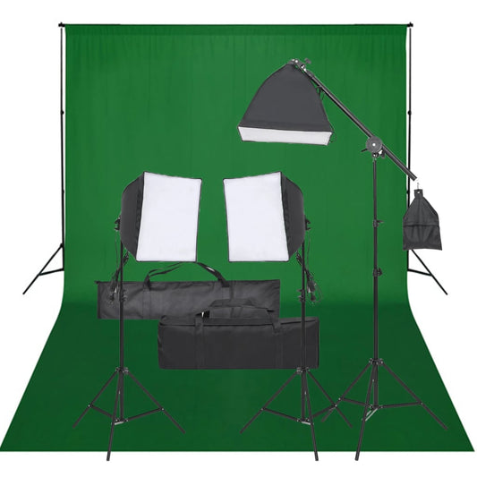 Kit de estúdio fotográfico com conjunto de iluminação e fundo