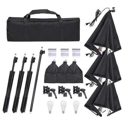 Kit de estúdio fotográfico com conjunto de iluminação e fundo