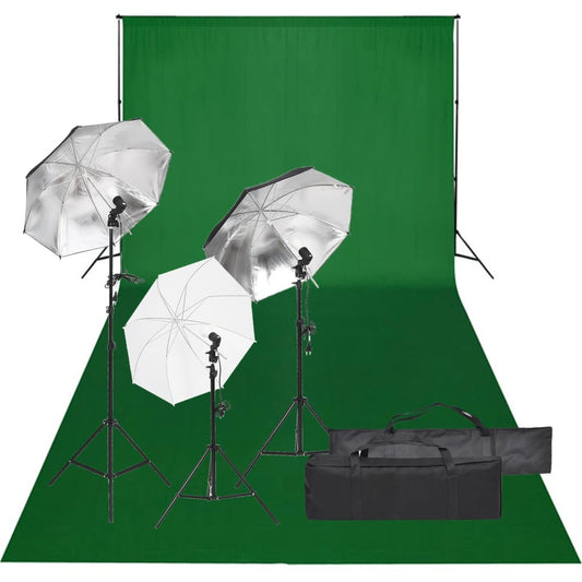 Kit de estúdio fotográfico com conjunto de iluminação e fundo