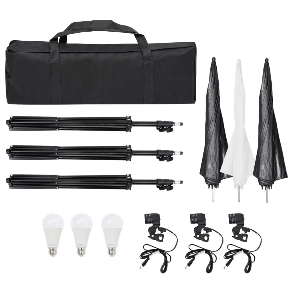 Kit de estúdio fotográfico com conjunto de iluminação e fundo