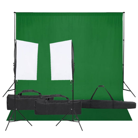 Kit de estúdio fotográfico com conjunto de iluminação e fundo