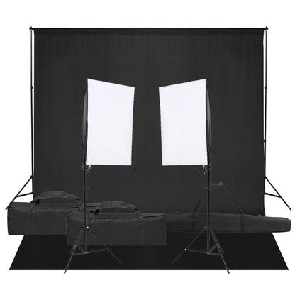 Kit de estúdio fotográfico com conjunto de iluminação e fundo