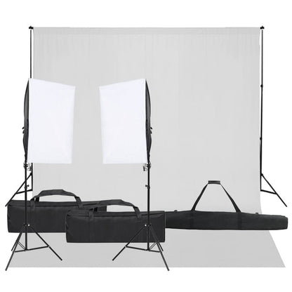 Kit de estúdio fotográfico com conjunto de iluminação e fundo