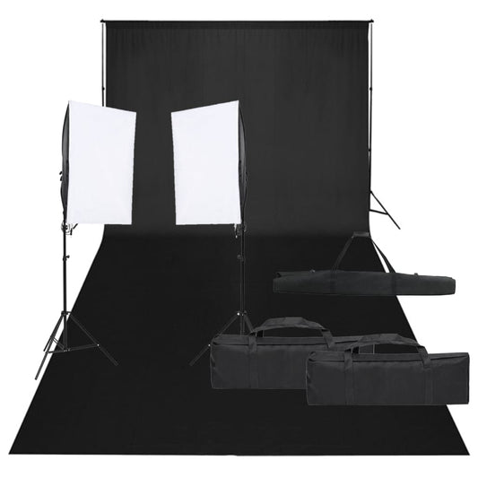 Kit de estúdio fotográfico com conjunto de iluminação e fundo