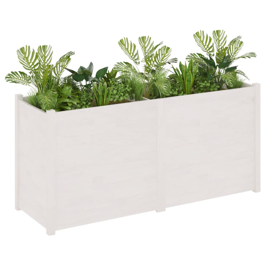 Vaso/floreira de jardim 150x50x70 cm pinho maciço branco