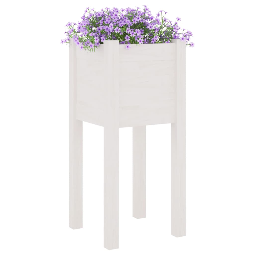 Vaso/floreira de jardim 31x31x70 cm pinho maciço branco