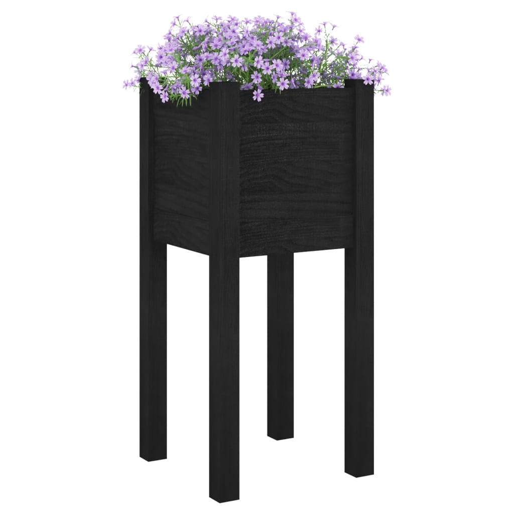 Vaso/floreira de jardim 31x31x70 cm pinho maciço preto