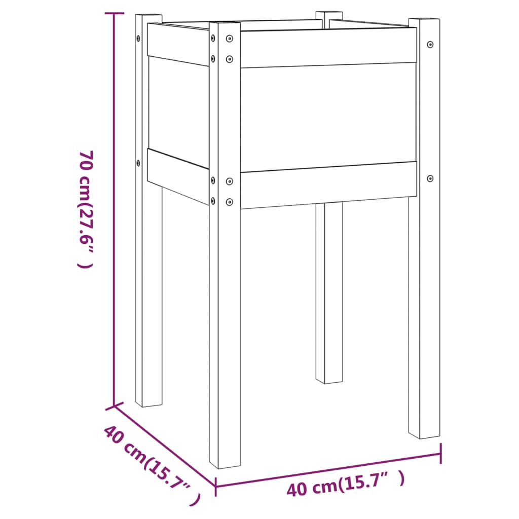 Vasos/floreiras de jardim 2 pcs 40x40x70 cm cm pinho maciço