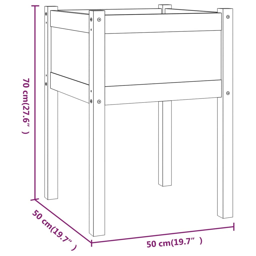 Vasos/floreiras de jardim 2 pcs 50x50x70 cm pinho maciço