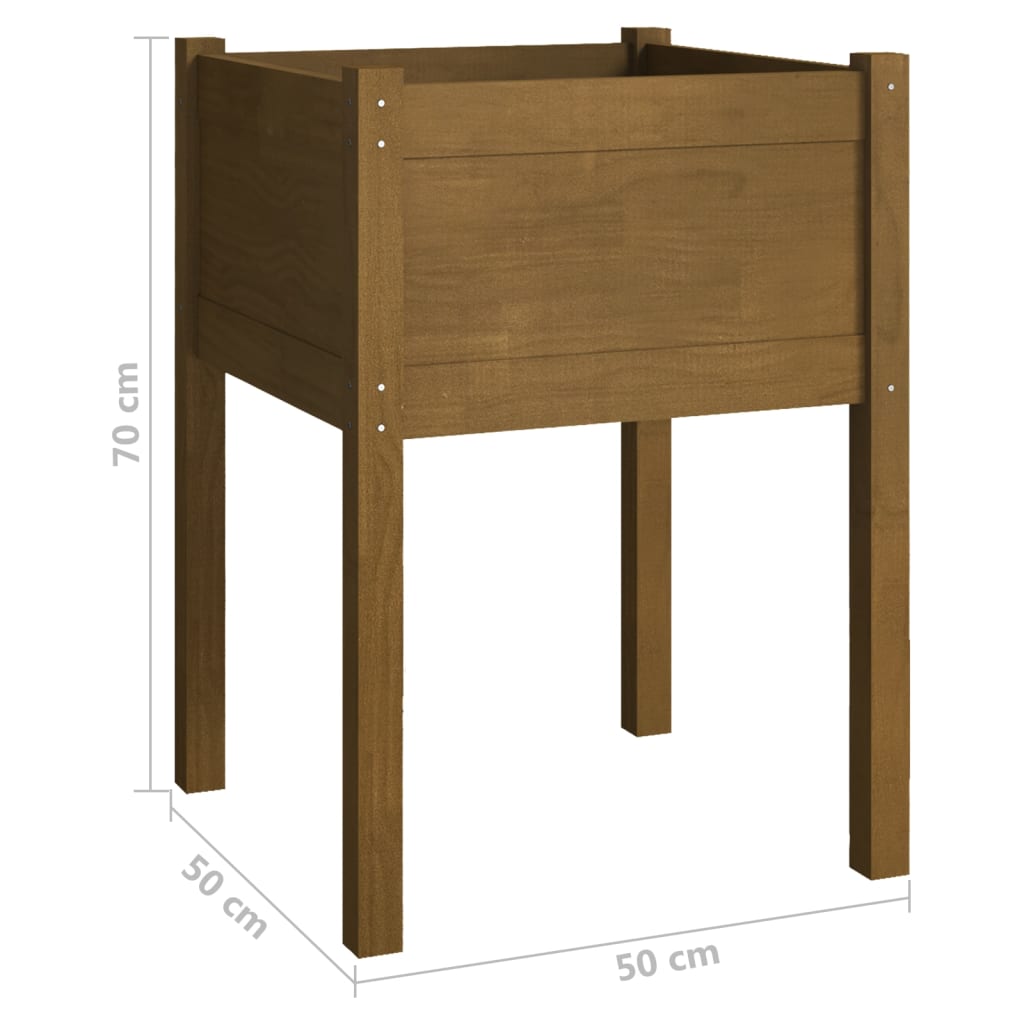 Vaso/floreira de jardim 50x50x70 cm pinho maciço castanho-mel