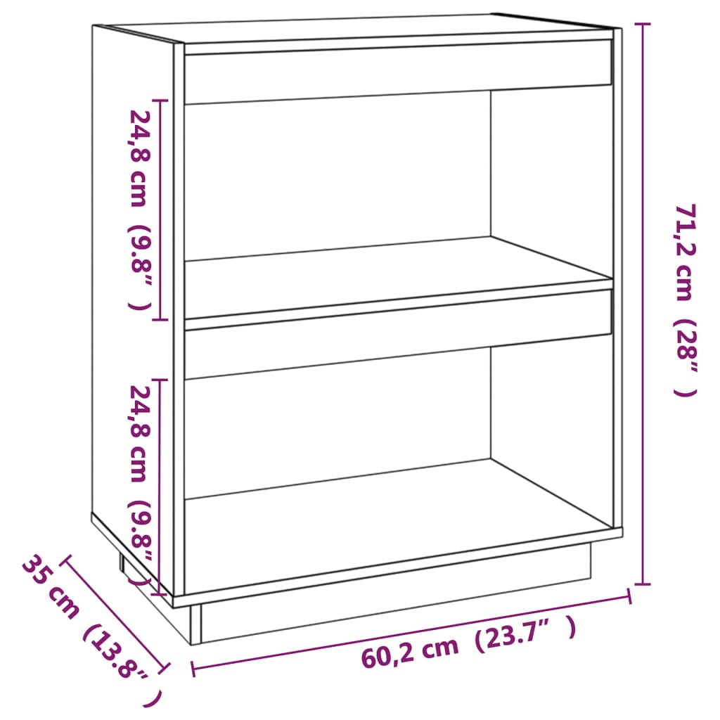 Estante Lila - Cor Branco - 60 x 35 x 71 cm - Em Madeira de Pinho Maciça - Design Rústico