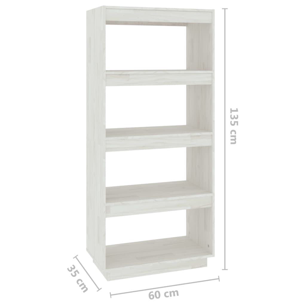 Estante Lila - Cor Branco - 60 x 35 x 135 cm - Em Madeira de Pinho Maciça - Design Rústico