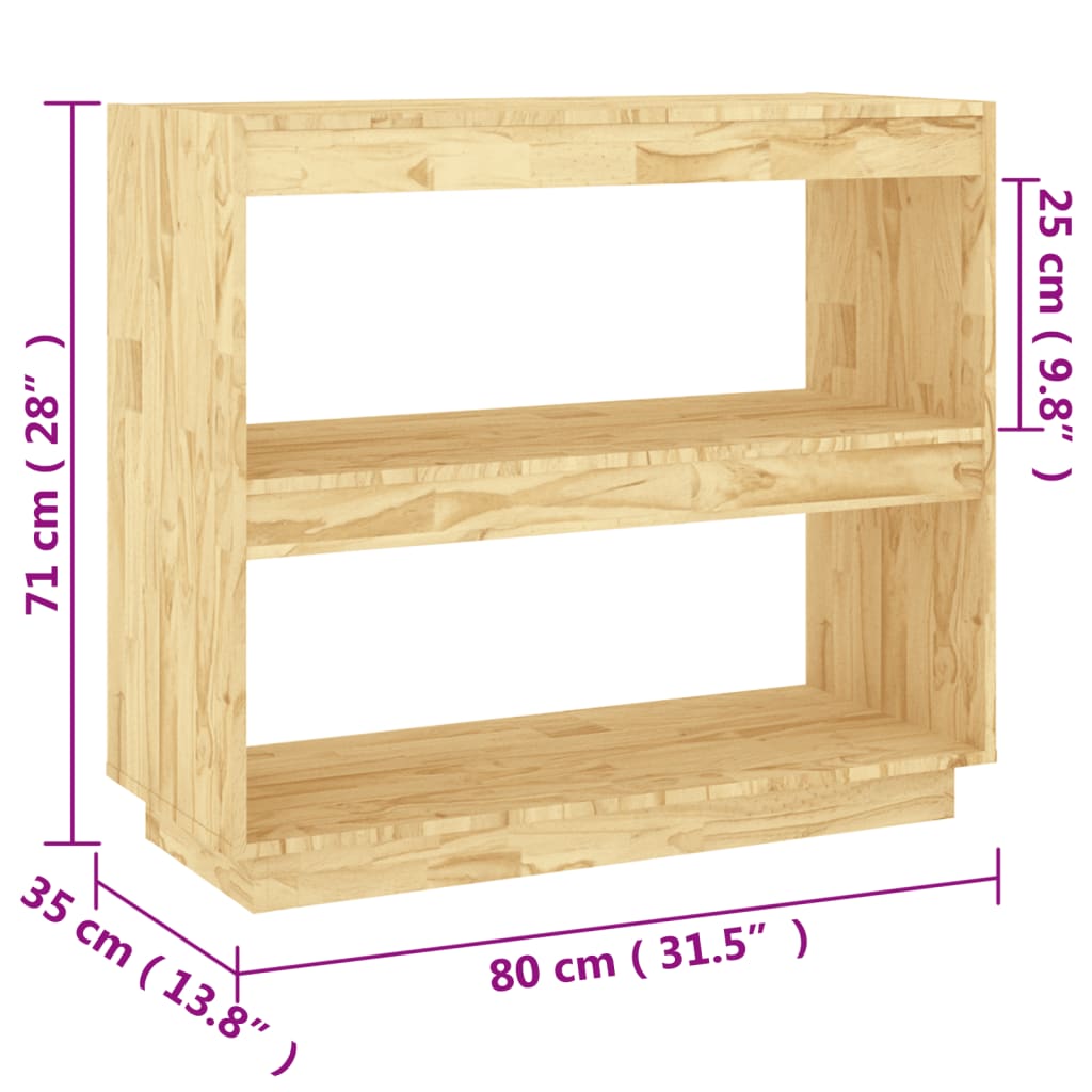 Estante Lila - Cor Natural - 80x35x71 cm - Em Madeira de Pinho Maciça - Design Rústico