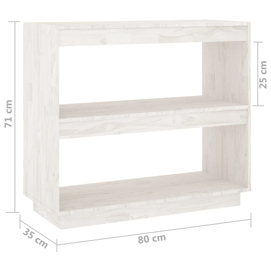 Estante Lila - Cor Branco - 80 x 35 x 71 cm - Em Madeira de Pinho Maciça - Design Rústico