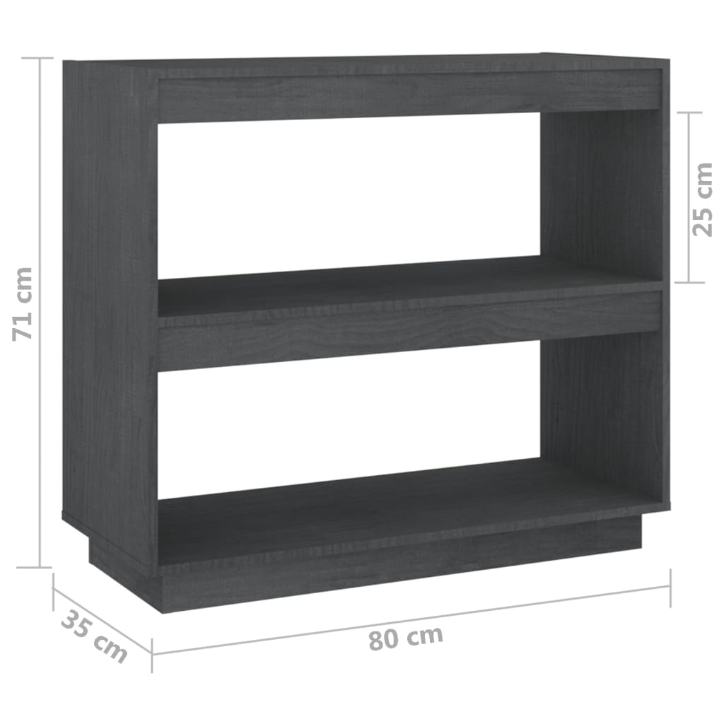 Estante Lila - Cor Cinzento - 80 x 35 x 71 cm - Em Madeira de Pinho Maciça - Design Rústico