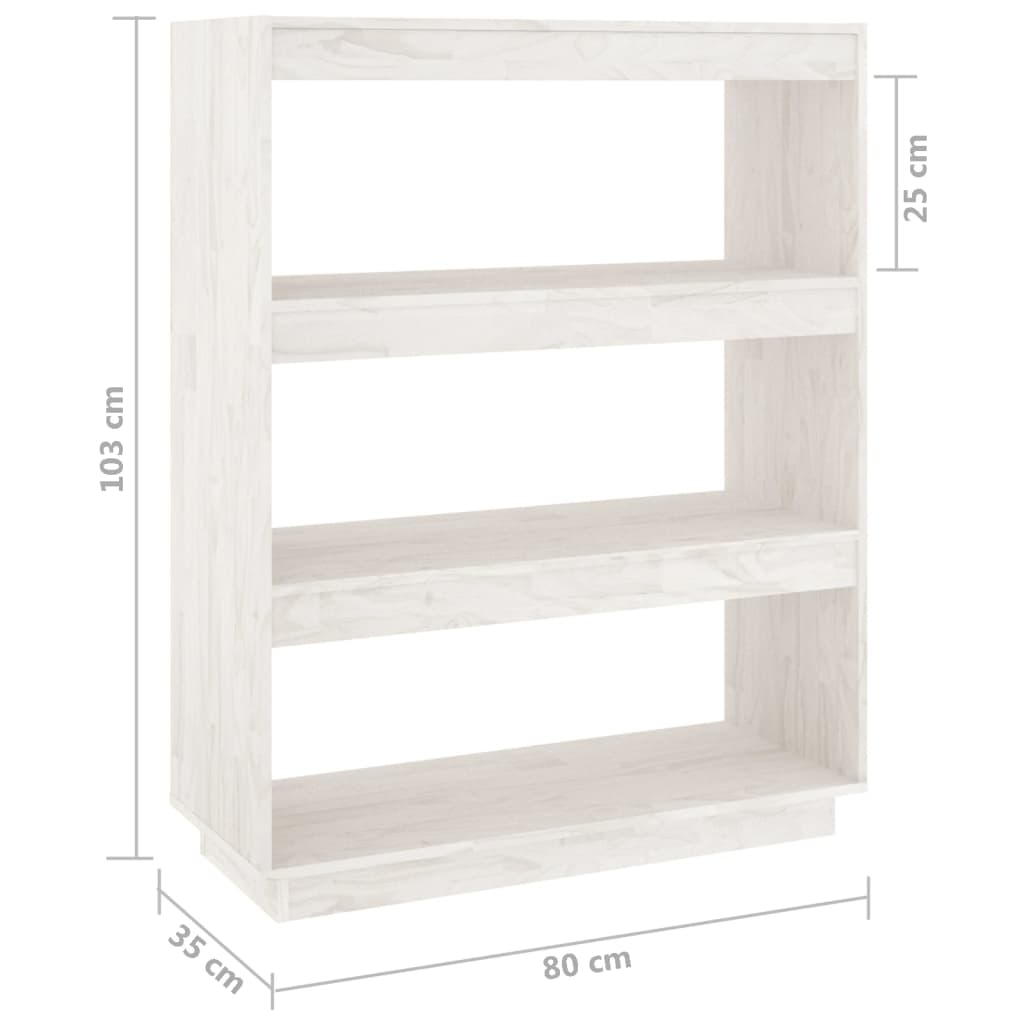 Estante/divisória 80x35x103 cm pinho maciço branco