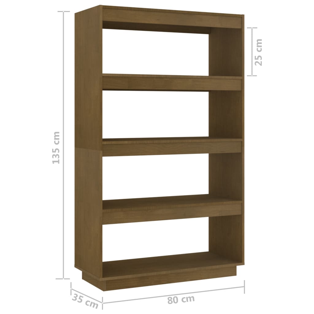 Estante/divisória 80x35x135 cm pinho maciço castanho mel