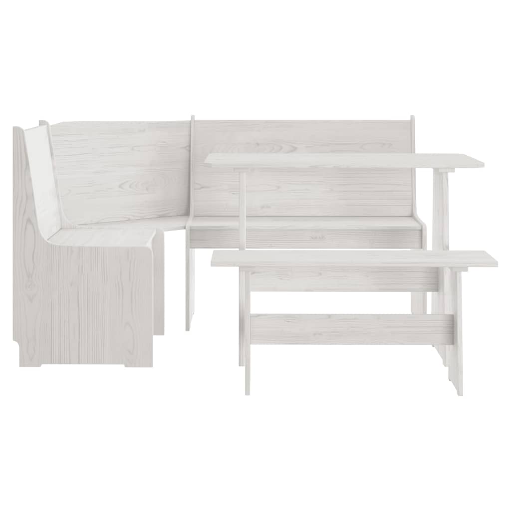 3 pcs conjunto de jantar madeira pinho maciça branco