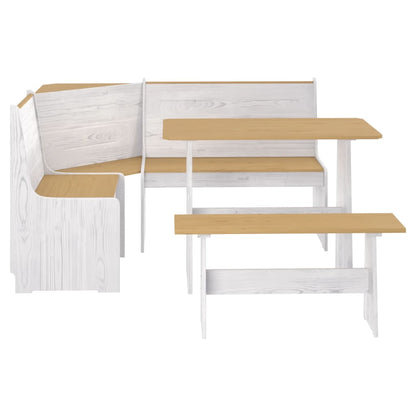 3 pcs conjunto de jantar pinho maciço castanho mel/branco