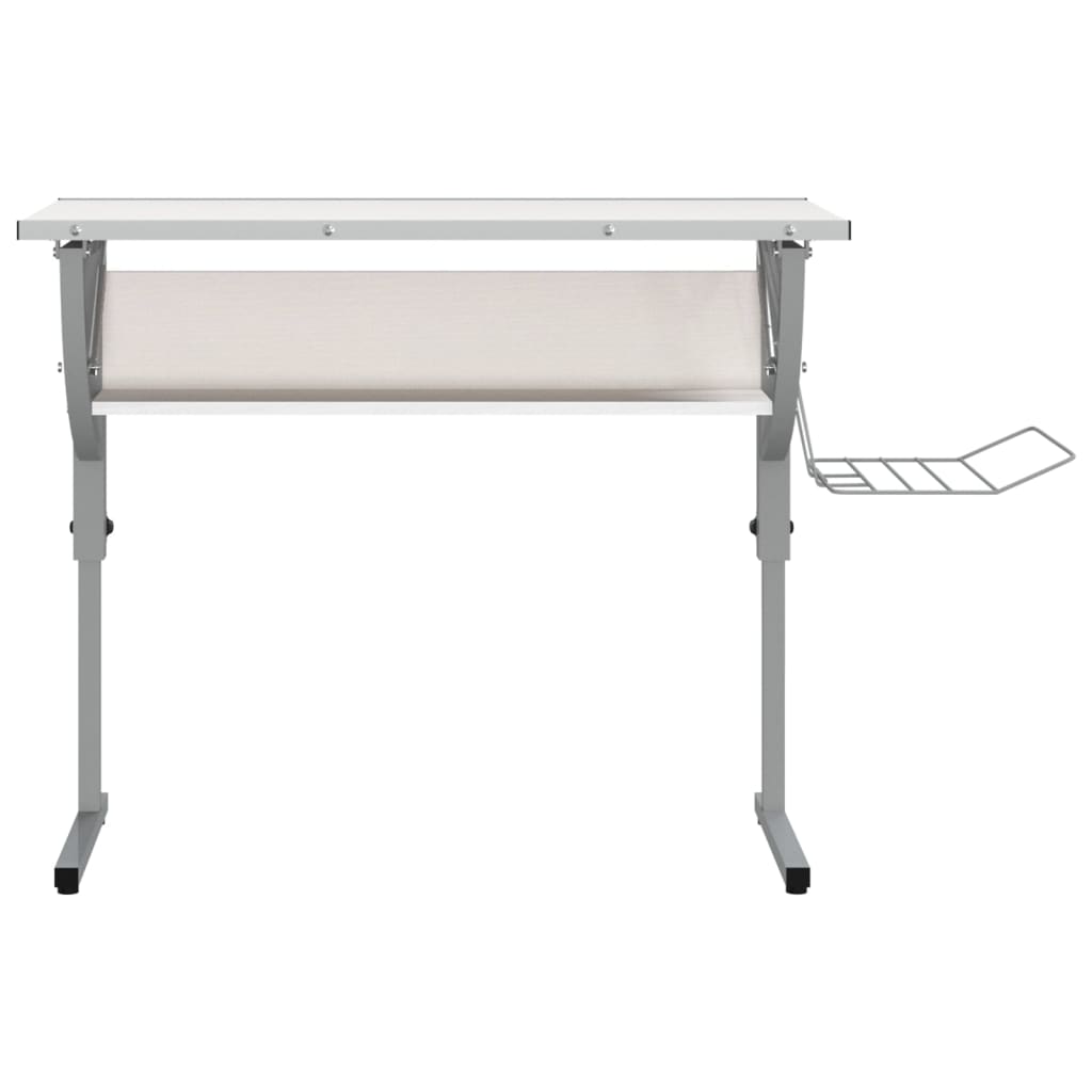 Secretária 110x53x(58-87) cm derivados madeira/aço branco/cinza