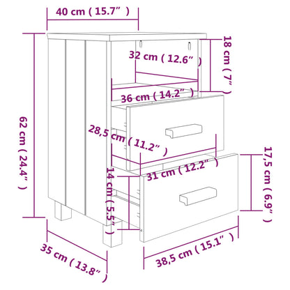 Mesa de cabeceira HAMAR 40x35x62 cm pinho maciço cinza-claro