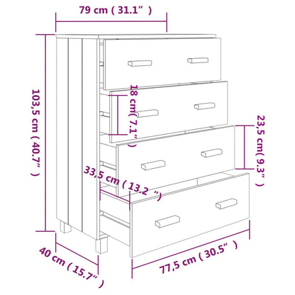 Aparador HAMAR 79x40x103,5 cm pinho maciço branco