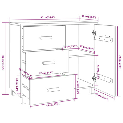 Aparador HAMAR 90x40x80 cm pinho maciço branco