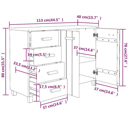 Aparador HAMAR 113x40x80 cm pinho maciço cinza-escuro