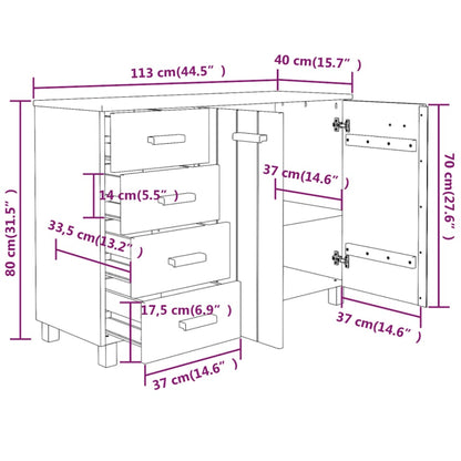 Aparador HAMAR 113x40x80 cm pinho maciço cinza-claro