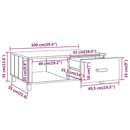 Mesa de centro HAMAR 100x55x35 cm pinho maciço branco