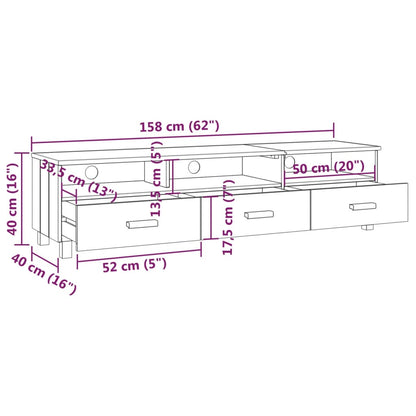 Móvel de TV HAMAR 158x40x40 cm pinho maciço cinza-escuro