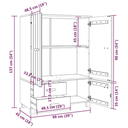 Roupeiro HAMAR 99x45x137 cm pinho maciço branco