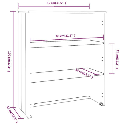 Topo p/ armário alto HAMAR 85x35x100 cm pinho maciço branco