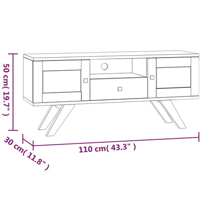 Móvel de TV 110x30x50 cm madeira de teca maciça