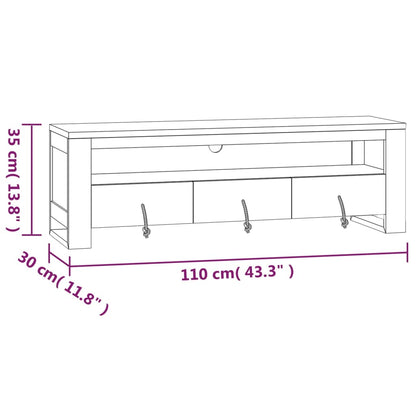 Móvel de TV 110x30x35 cm madeira de teca maciça