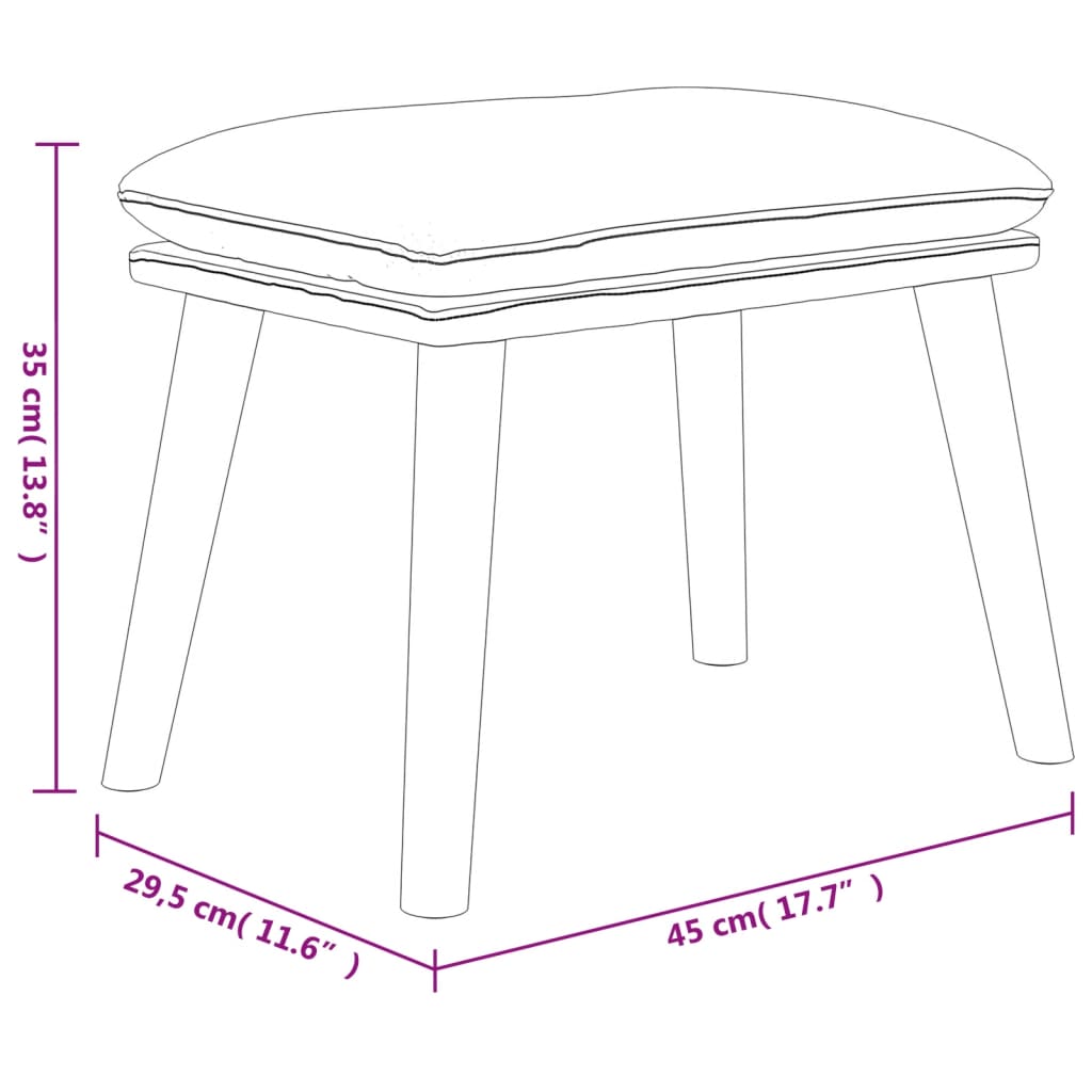 Apoio de pés 45x29,5x35 cm tecido/couro artificial cor creme