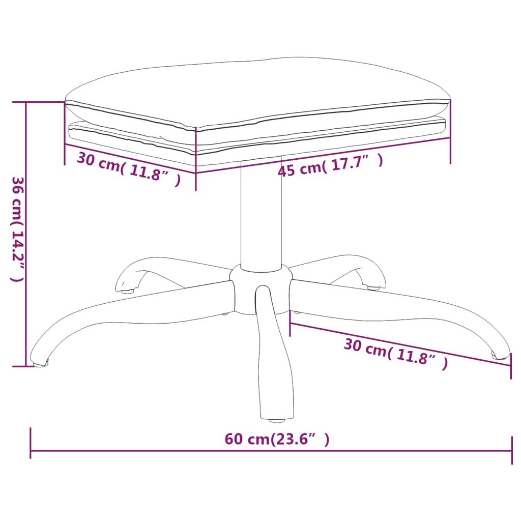 Apoio de pés tecido de microfibra 60x60x36 cm cinza-claro