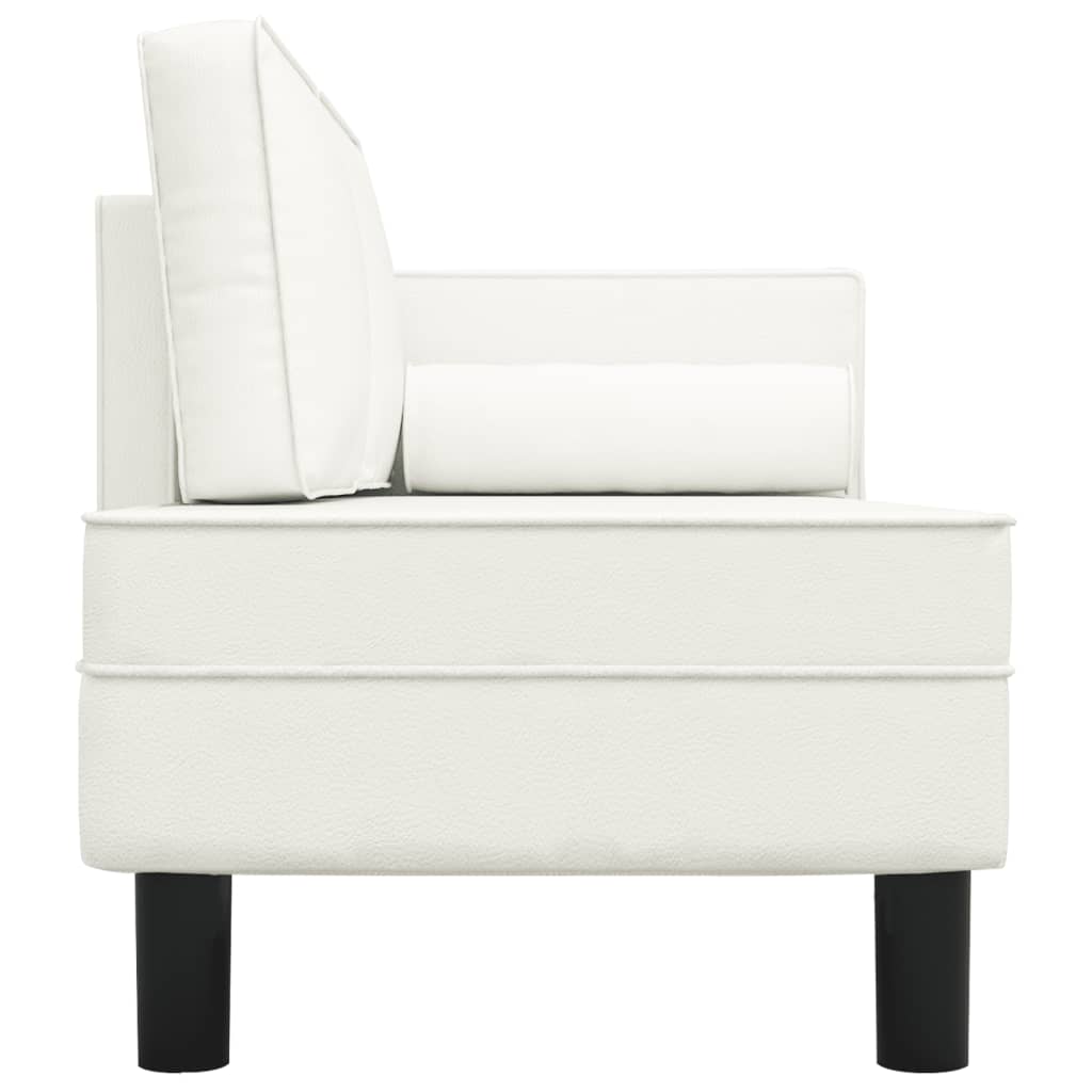 Chaise longue com almofadões e rolo couro artificial cor creme