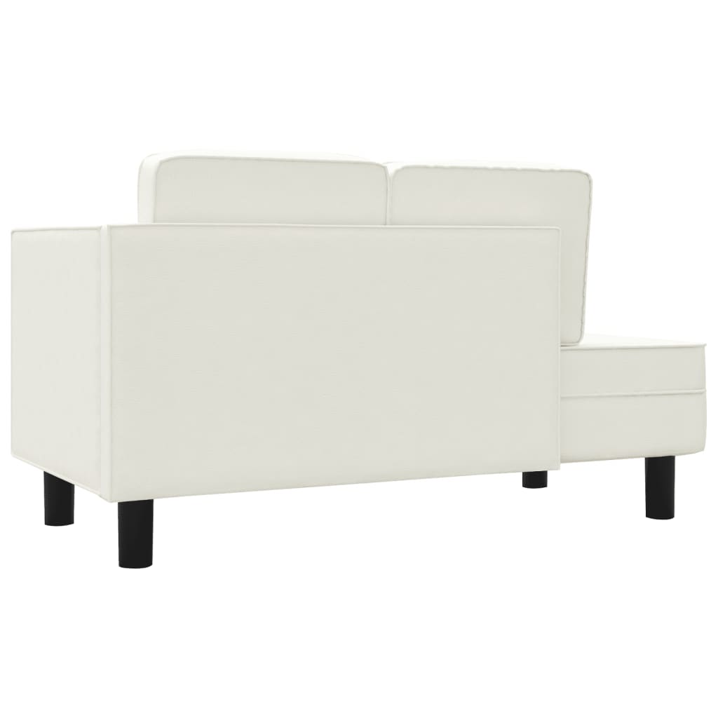 Chaise longue com almofadões e rolo couro artificial cor creme