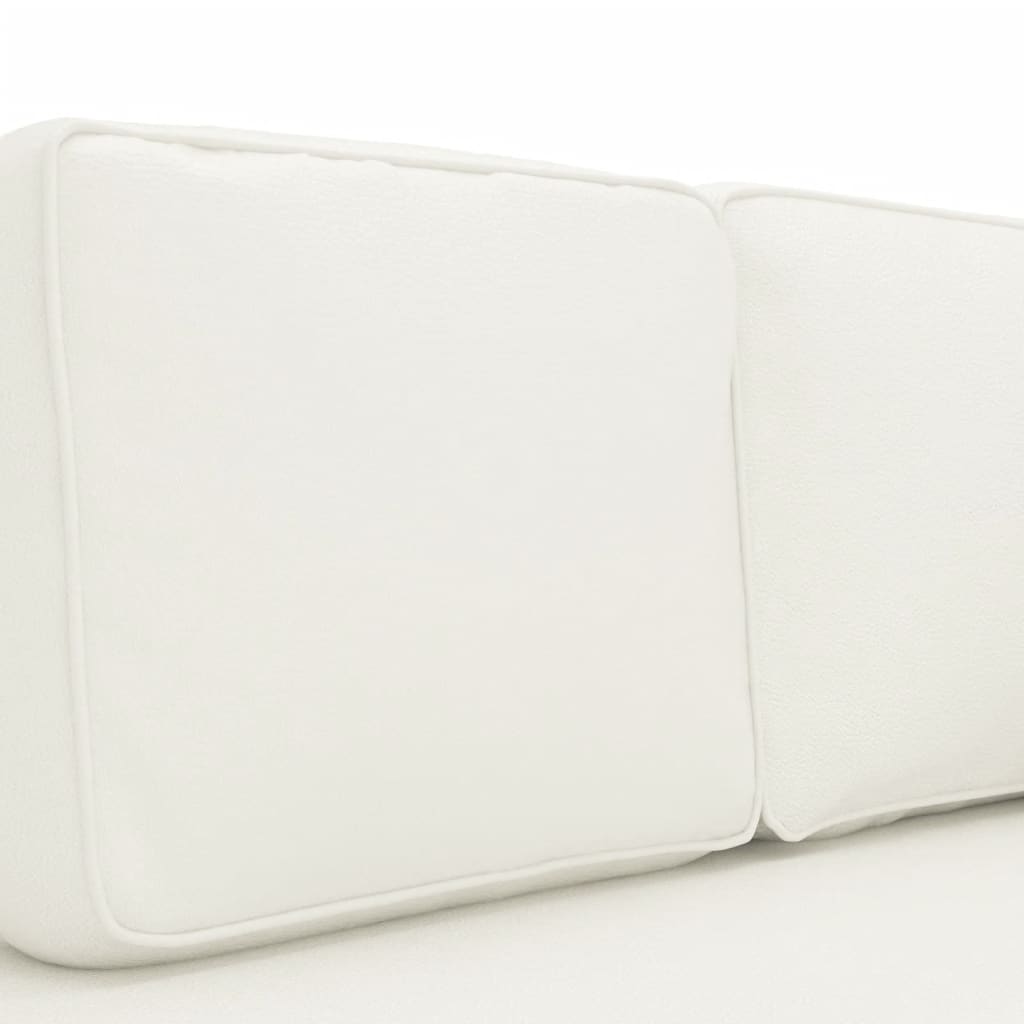 Chaise longue com almofadões e rolo couro artificial cor creme